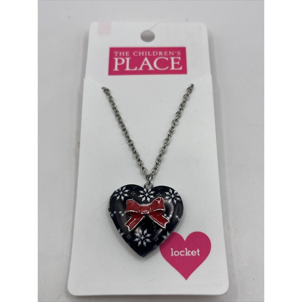 The Children's Place Christmas‎ Locket Necklace Red/Black- New